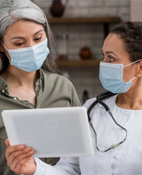 Healthcare professionals reviewing results