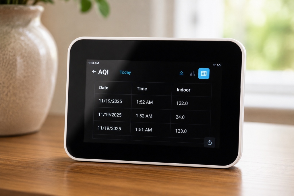 HomeCleanse Guardian showing live air quality