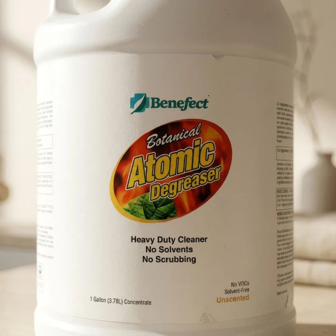 Benefect Atomic degreaser jug on a counter